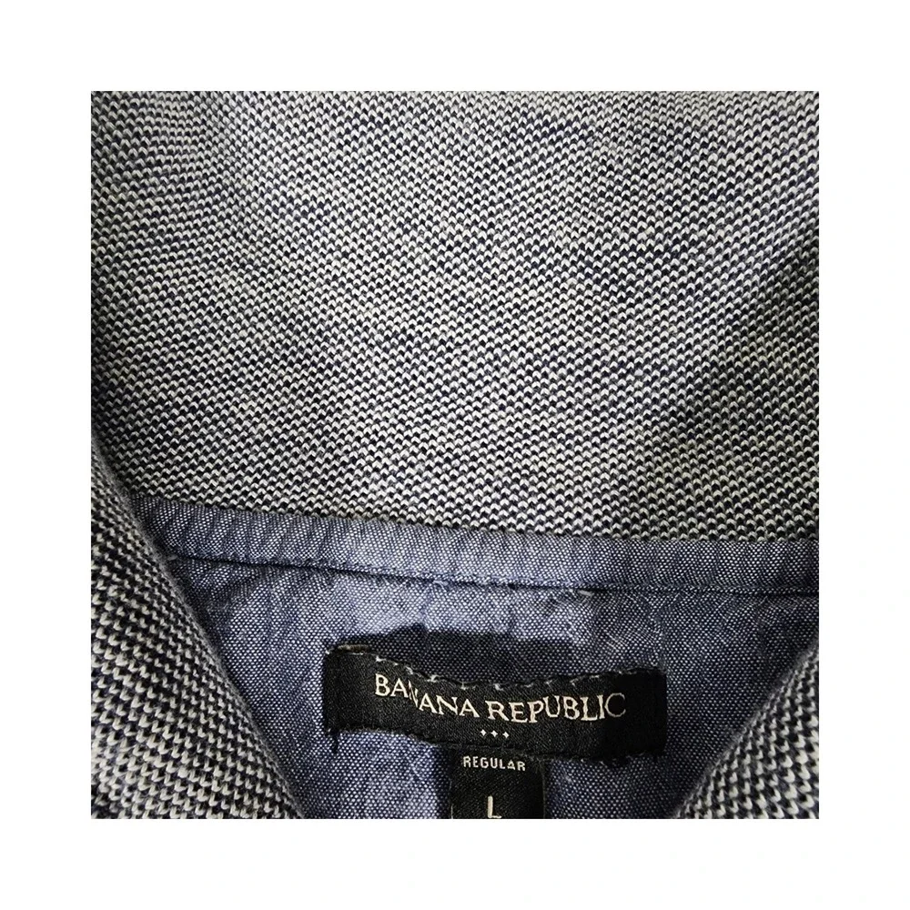 Banana Republic Mens‎ Heathered Gray Shawl Collar Stripe Pullover Sweatshirt L
